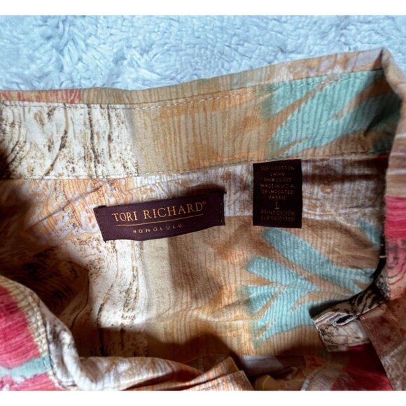 Tori Richard Cotton Lawn Men's Button Up Short Sleeve Leaf Hawaiian Shirt Large - Picture 3 of 8